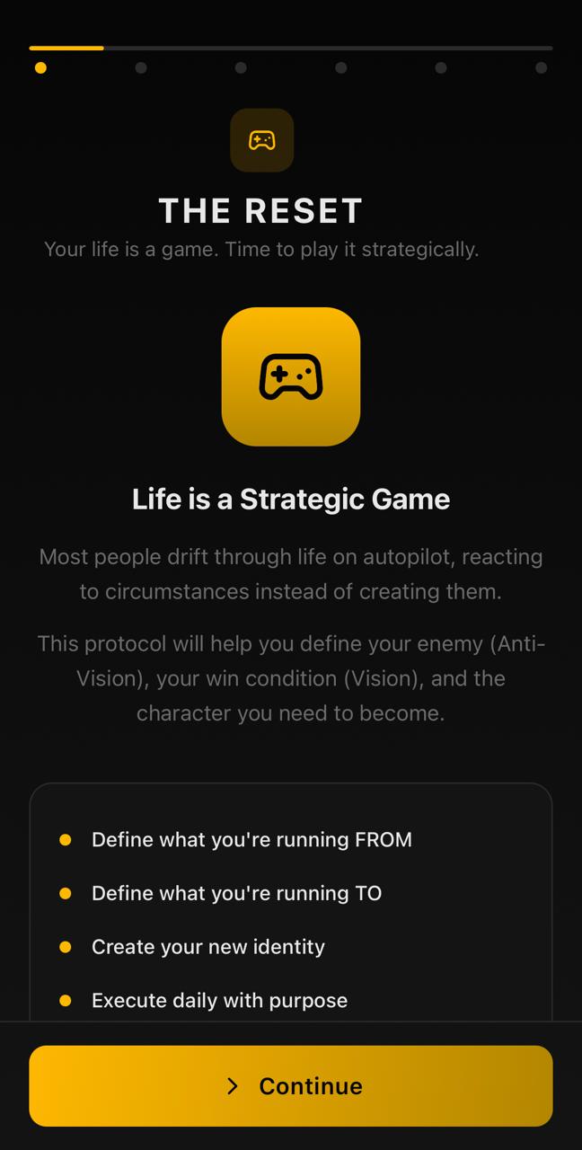 Actual Inflection Point reset onboarding screen