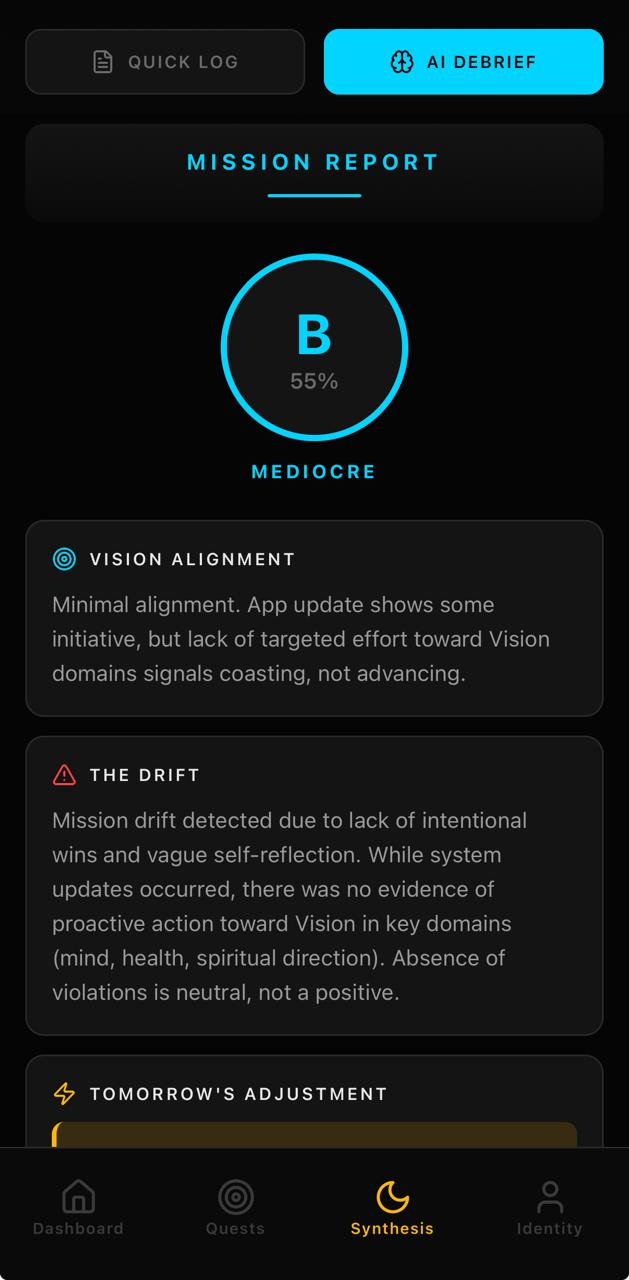 Actual Inflection Point mission report screen