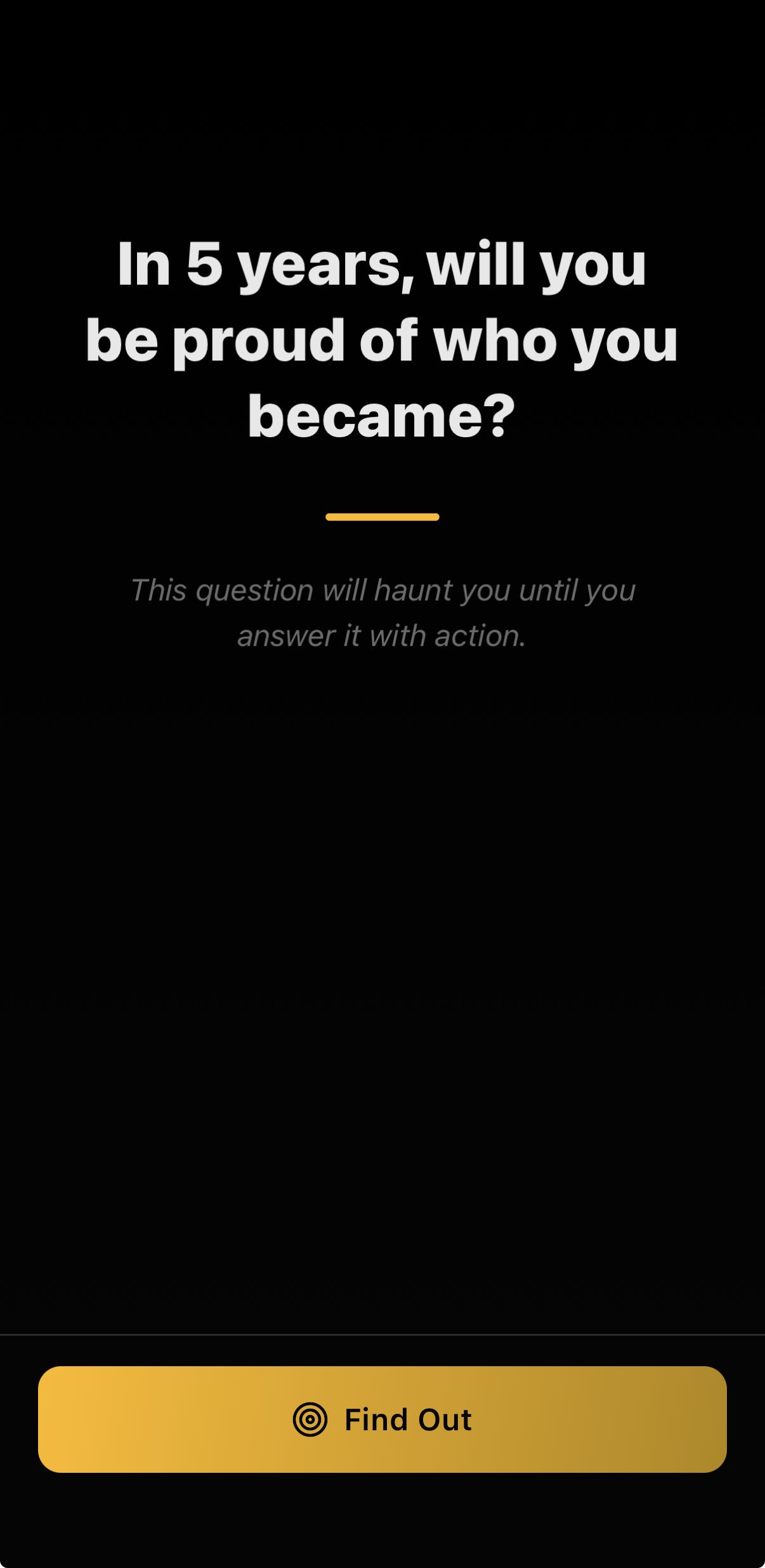 Inflection Point opening prompt asking if you will be proud of who you became in 5 years